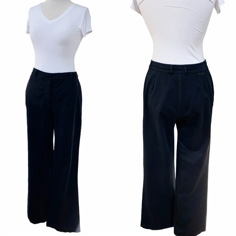 St. John Sport High Waist Wide Leg Chino Pants